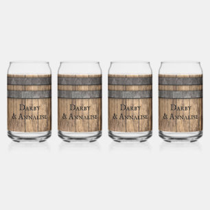 Rustieke Whiskey Keg gepersonaliseerd Blikvorm Glas