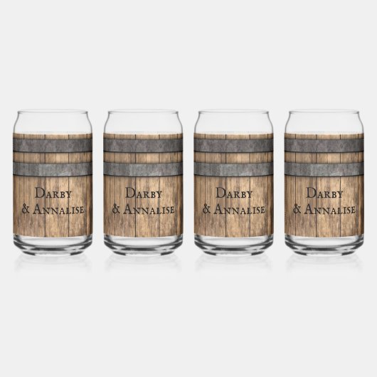 Rustieke Whiskey Keg gepersonaliseerd Blikvorm Glas (Links)