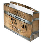 Rustieke Whiskey Vat 50ste Verjaardag Groot Cadeauzakje (Achterkant Gekanteld)