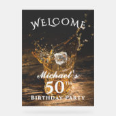 Rustieke Whiskey Verjaardagsfeest Welkom Acryl Tek Bord (Voorkant)