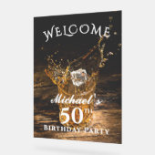 Rustieke Whiskey Verjaardagsfeest Welkom Acryl Tek Bord (Hoek)