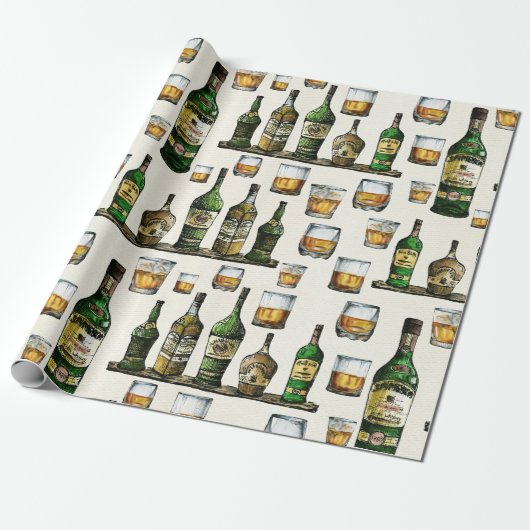 Rustieke Whisky Cadeaupapier (Uitgerold)