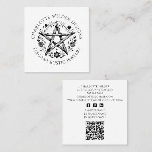 Rustieke Wiccan heidense sieraden ontwerper QR-cod Vierkante Visitekaartje (Voorkant / Achterkant)