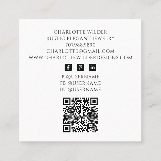 Rustieke Wiccan heidense sieraden ontwerper QR-cod Vierkante Visitekaartje (Achterkant)