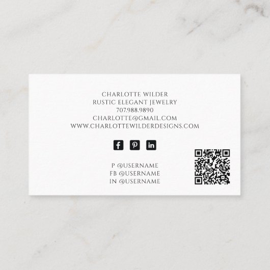 Rustieke Wiccan heidense sieraden ontwerper QR-cod Visitekaartje (Achterkant)