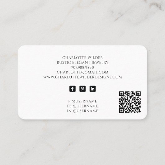 Rustieke Wiccan heidense sieraden ontwerper QR-cod Visitekaartje (Achterkant)