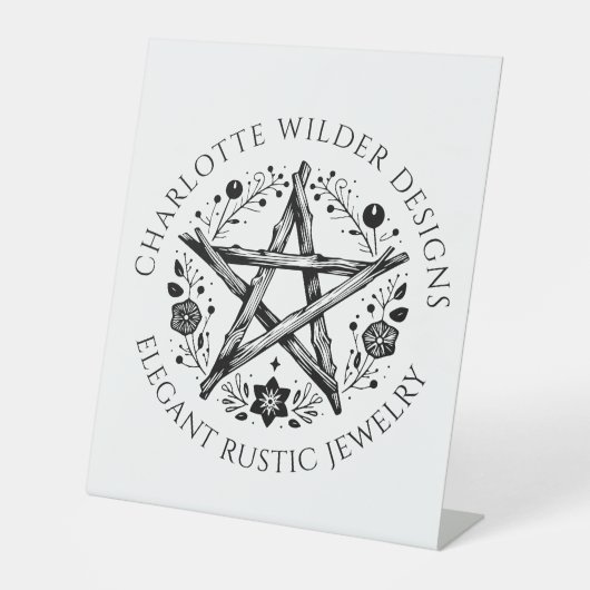 Rustieke Wiccan heidense sieraden ontwerper Reclamebord Met Voetstuk (Voorkant)
