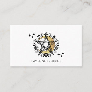 Rustieke Wiccan Pagan Pentacle Moon Calling Card Contactkaartje