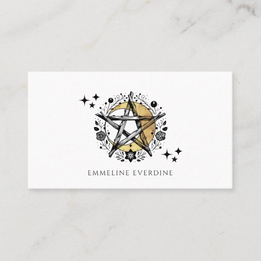 Rustieke Wiccan Pagan Pentacle Moon Calling Card Contactkaartje (Voorkant)