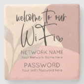 Rustieke WiFi Details Abstracte vormen Bladeren Stenen Onderzetter (Voorkant)