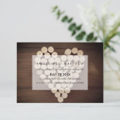 Rustieke Wijn Cork Hart Wijngaard Huwelijksuitnodi Kaart (Staand voorkant)