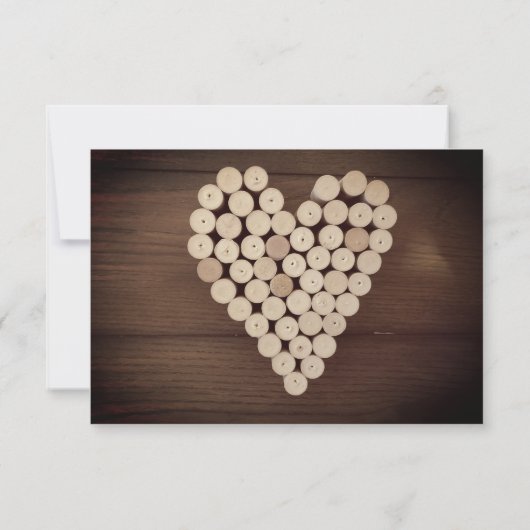 Rustieke Wijn Cork Hart Wijngaard Huwelijksuitnodi Kaart (Achterkant)