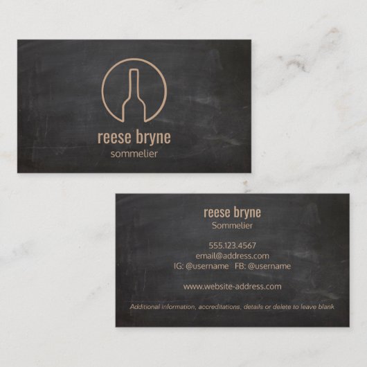 Rustieke wijnfles Logo Sommelier Business Visitekaartje (Voorkant / Achterkant)