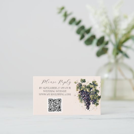 Rustieke wijngaard bestemming druiven bruiloft informatiekaartje (Staand voorkant)