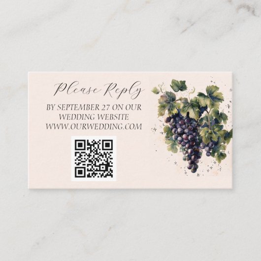 Rustieke wijngaard bestemming druiven bruiloft informatiekaartje (Voorkant)