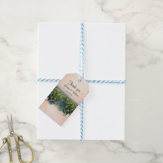 Rustieke wijngaard bestemming Italië bruiloft Cadeaulabel (Met Touw)