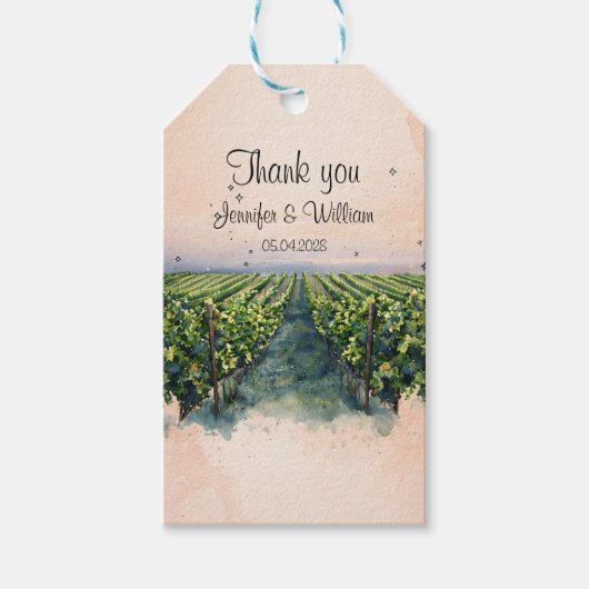 Rustieke wijngaard bestemming Italië bruiloft Cadeaulabel (Voorkant)