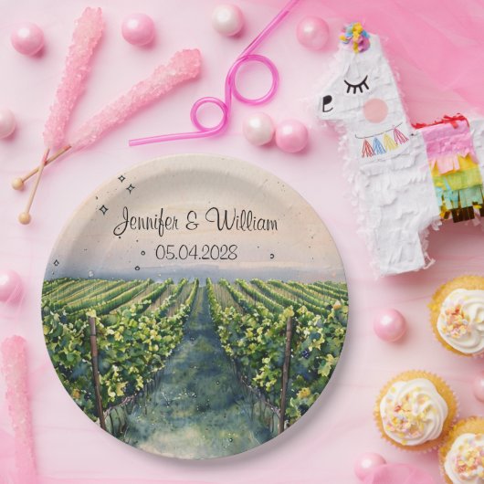 Rustieke wijngaard bestemming Italië bruiloft Papieren Bordje (Feest)