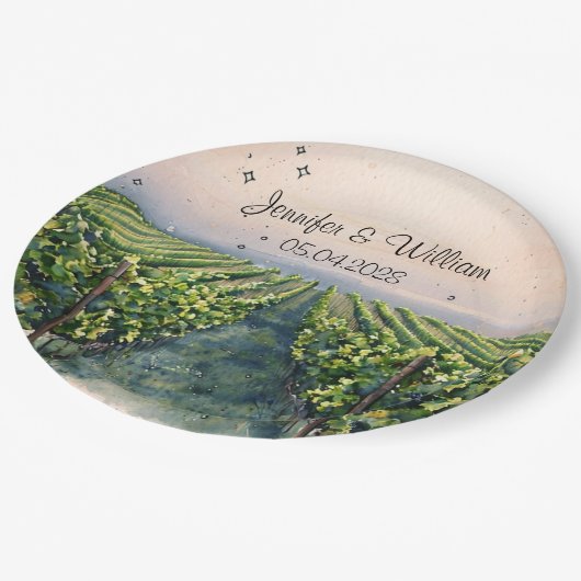 Rustieke wijngaard bestemming Italië bruiloft Papieren Bordje (Gekanteld)