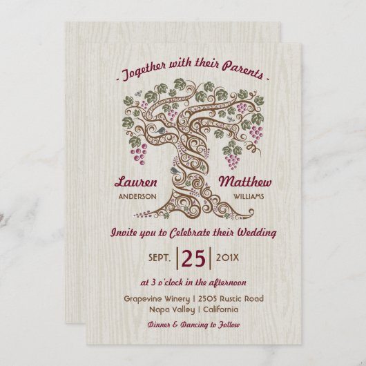 Rustieke wijngaard bruiloft uitnodiging (Voorkant / Achterkant)