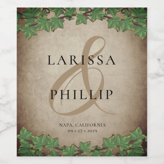 Rustieke wijngaard bruiloft wijn etiket (Enkel label)