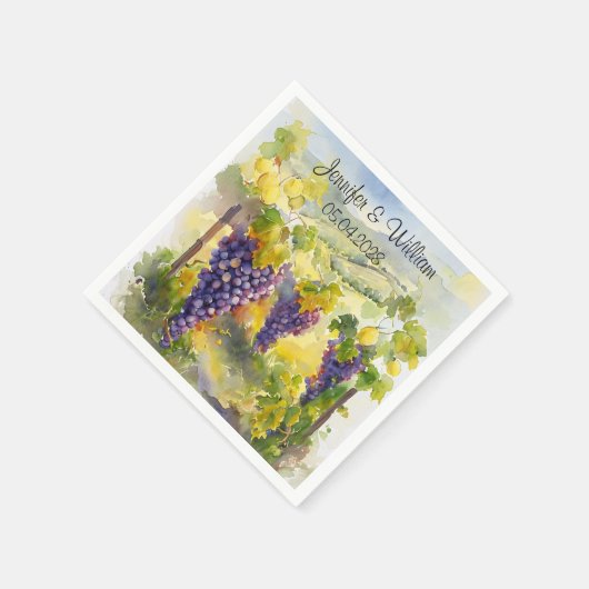 Rustieke Wijngaard Druiven Citroenen Italië Huweli Servet (Hoek)