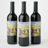 Rustieke Wijngaard Druiven Citroenen Italië Huweli Wijn Etiket (Flessen)