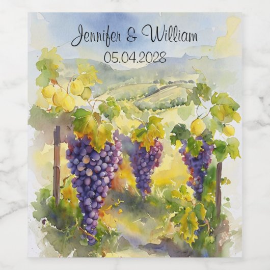 Rustieke Wijngaard Druiven Citroenen Italië Huweli Wijn Etiket (Enkel label)