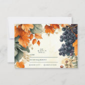 Rustieke wijngaard herfst bruiloft RSVP kaartje (Voorkant)