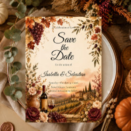 Rustieke Wijngaard Herfst Elegantie Bruiloft Save The Date