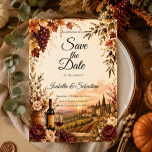 Rustieke Wijngaard Herfst Elegantie Bruiloft Save The Date