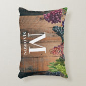 Rustieke Wijngaard Hout & Druiven Monogram Accent Kussen (Voorkant(Verticaal))