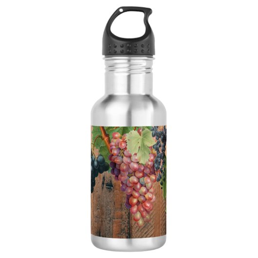 Rustieke Wijngaard Hout & Druiven Waterfles (Voorkant)