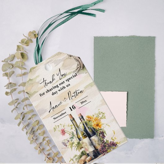 Rustieke wijngaard Romantische wijnmakerij bruilof Cadeaulabel