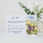 Rustieke wijngaard Waterverf Druiven Citroenen RSV RSVP Kaartje (Staand voorkant)