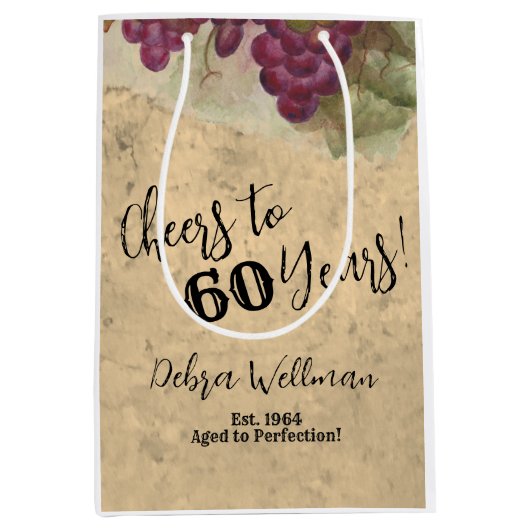 Rustieke wijngaard waterverf Proost 60 jaar Medium Cadeauzakje (Voorkant)