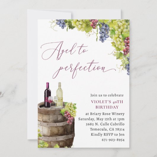 Rustieke wijngaard wijn verjaardag, verouderd tot kaart (Voorkant)