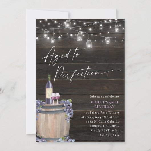 Rustieke wijngaard wijn verjaardag, verouderd tot kaart (Voorkant)