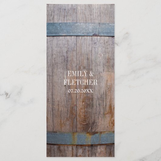 Rustieke wijngaard wijnmakerij bruiloft menu (Achterkant)