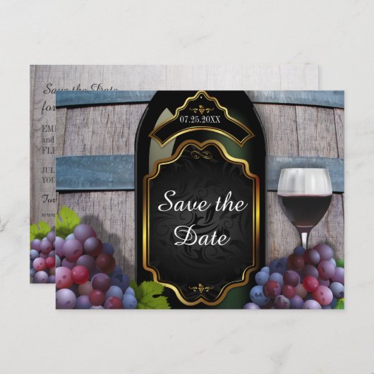 Rustieke Wijngaard Winery Wedding Save the Date Aankondigingskaart (Voorkant / Achterkant)