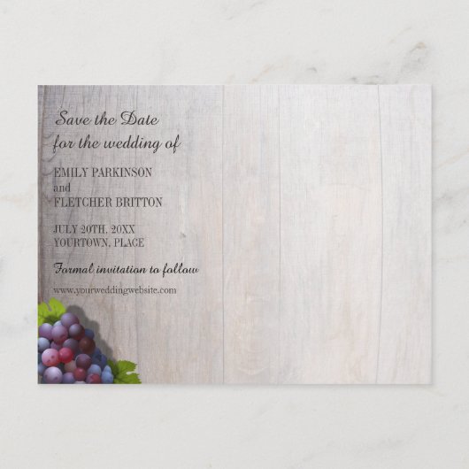 Rustieke Wijngaard Winery Wedding Save the Date Aankondigingskaart (Achterkant)
