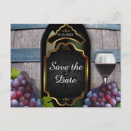Rustieke Wijngaard Winery Wedding Save the Date Aankondigingskaart (Voorkant)