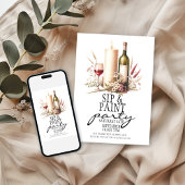 Rustieke Wijnkaars Bloemenschip en Paint Party Feestdagenkaart