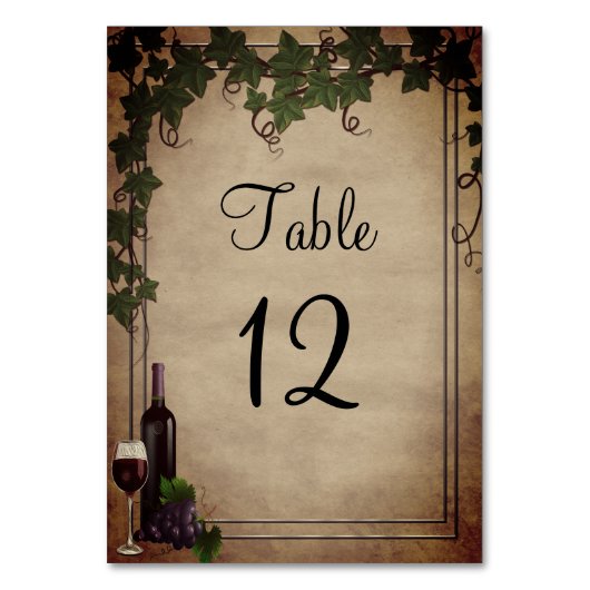 Rustieke Wijnmakerij Bruiloft Receptie Tafelnummer (Achterkant)