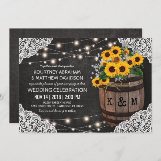 Rustieke wijnmakerij bruiloft uitnodiging | Strijk (Voorkant / Achterkant)