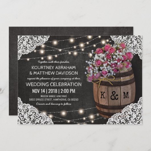 Rustieke wijnmakerij bruiloft uitnodiging | Strijk (Voorkant / Achterkant)