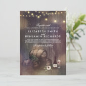 Rustieke wijnmakerij en strijklichten bruiloft kaart (Staand voorkant)