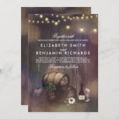 Rustieke wijnmakerij en strijklichten bruiloft kaart (Voorkant / Achterkant)