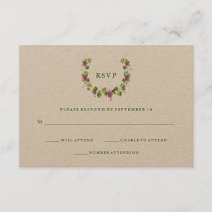 rustieke wijnmakerij   Kraft Wedding Reactie RSVP Kaartje