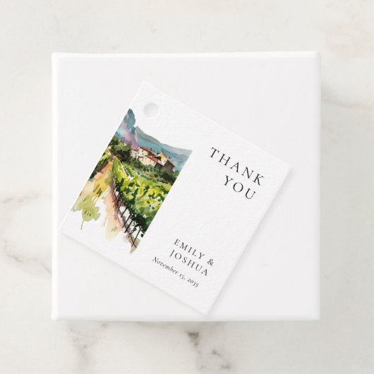 Rustieke wijnmakerij Landschap Bruiloft Bedankjes Labels (In situ)